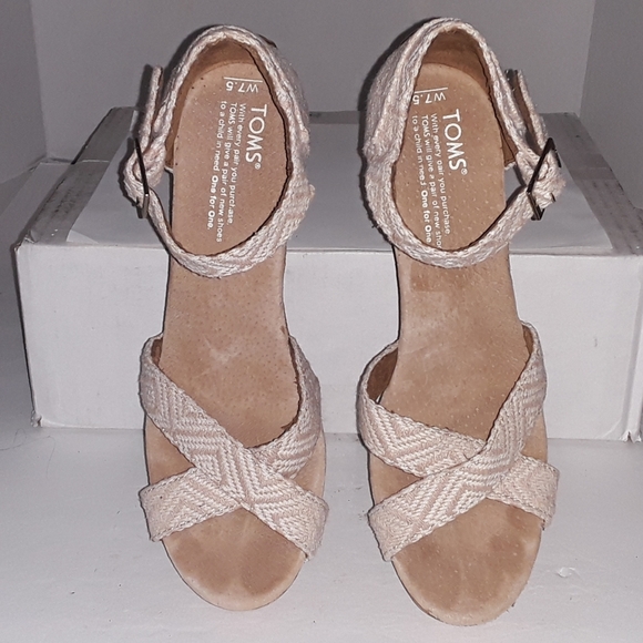 Toms Sienna Cork Platform Wedges - 7.5 - EUC - Picture 1 of 11